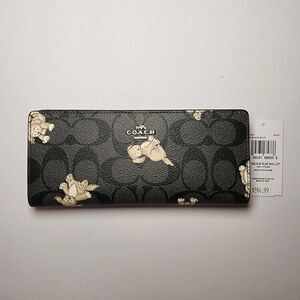 NWT Coach CC927 Creatures Happy Dog Slim Black Multi Wallet